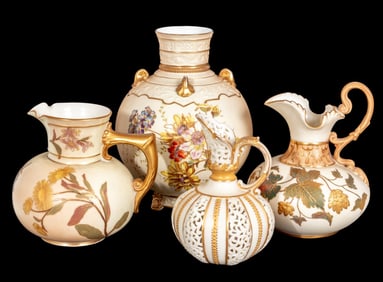 Royal Worcester, Etc. Porcelain Jugs and Vase, 4