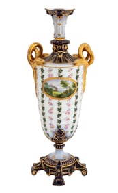 German Porcelain Two Handle Vase