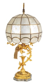 French Gilt Metal and Marble Figural Lamp
