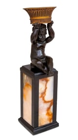 Patinated Bronze Cherub Table Lamp