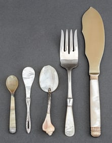 Silver & Silver-Tone and Shell Utensils, 5