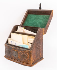 Italian Renaissance Style Tooled Leather Letterbox