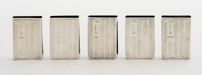 Engine Turned Silver Match Safes, 5