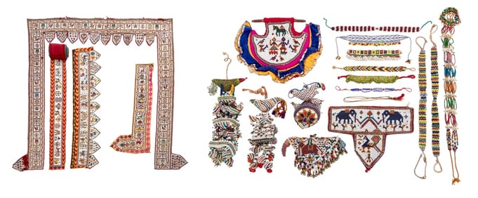 Indian Beaded Toran Hangings and Jewelry, 21 Pcs.
