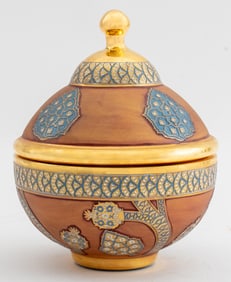 Decorium Middle Eastern Enamel Glass Jar and Cover