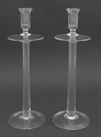 Tiffany & Co. Glass Candlesticks, Pair