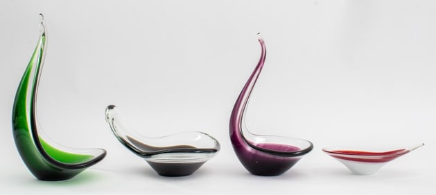 Swedish Glass Flygsfors Style Coquille Dishes, 4