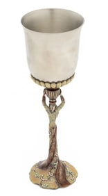 Pewter and Enamel "Miriam's Cup" Figural Goblet
