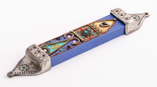 Modern Polychrome Mixed Media Mezuzah