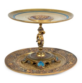 French Bronze Tazza and Small Wall Plate, 2