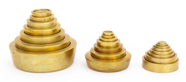 British Brass Circular Graduated Scale Weights, 3