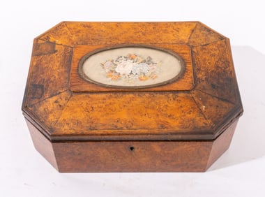 Victorian Pollard Oak Veneered Mahogany Sewing Box