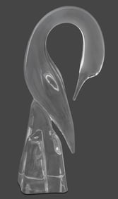 Daum Art Glass Perched Bird Sculpture