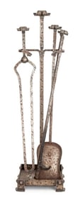 Arts and Crafts Wrought Iron Fireplace Tools Set