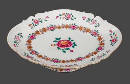 Chinese Famille Rose Porcelain Footed Platter