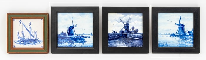 Delft Blue and White Porcelain Tiles, 4
