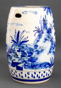 Spanish Blue and White Ceramic Garden Stool