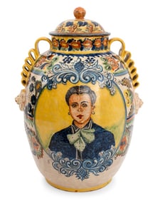 Mexican Glazed "Capelo" Covered Stoneware Jar
