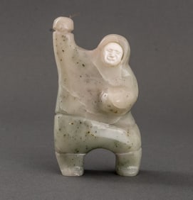 Levi Tetpon Inuit Hunter Carved Agate Sculpture