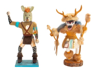 Hopi Sowi-ingwa and Kweo Kachina Dancer Figures, 2