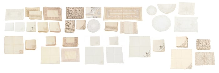 Collection of Lace Table Linens, 113 Pcs.