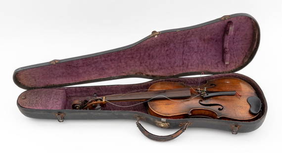 German "Ole Bull" 4/4 Violin: German "Ole Bull" 4/4 Violin, late 19th century, marked "Ole Bull" to the reverse, with black hard case, resin, and detached bridge. Violin: 24" L x 8" W 2.25" D. Provenance: From a New York City Coll