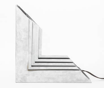 Postmodern Geometric Steel Wall Light: Postmodern Geometric Steel Wall Light, late 20th century. 10.5" H x 17" W x 2" D. Provenance: From a New York City Collection. Keywords: Lighting, Modern design, Fixture, Sconce, Wall-mounted lamp, Mi