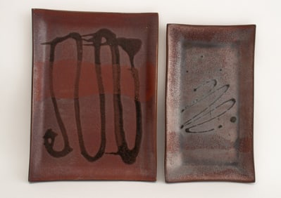 Sam Uhlick Attr Glazed Stoneware Platters, 2