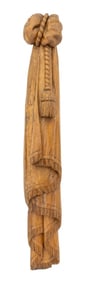Drapery Swag and Tassel Carved Wood Wall Sculpture