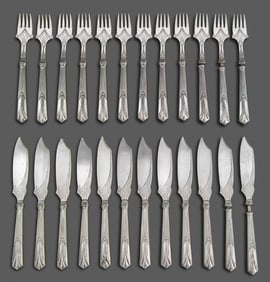 English Silver Plate Dessert Service for 12