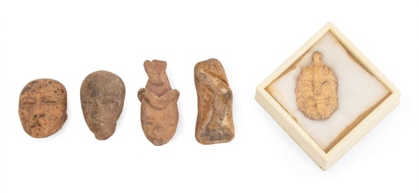 Ancient Carved Stone Figure Heads, 5