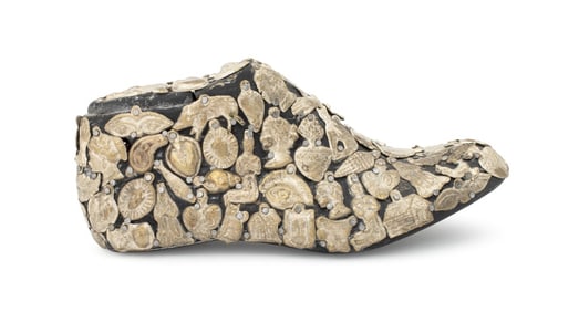 Mexican Silvered Brass Milagro Covered Shoe Form