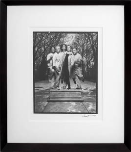 Richard Avedon "Friends in Deed" Silver Print: Richard Avedon (American, 1923-2004), "Friends in Deed", Gelatin Silver Print, 1999, signed in ink and dated lower right, wood frame. Image: 9.75" H x 7.75" W; frame: 18" H x 15.5" W x 1" D. Provenanc