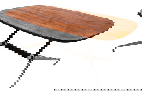 Eames for Herman Miller Racetrack Table: Charles and Ray Eames for Herman Miller Racetrack Dining or Conference Table, with ashwood top above segmented aluminum base, Herman Miller label to underside. 28" H x 83.5" W x 38" D. Provenance: Fro