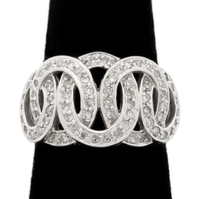 14K White Gold Diamond Spheres Ring