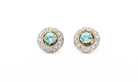 14K Gold Topaz Studs and Diamond Jackets