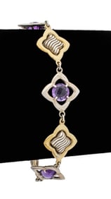 David Yurman Sterling & 18K Gold Amethyst Bracelet