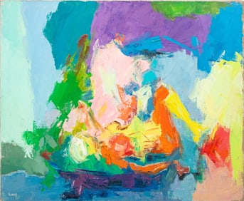 Signed Abstract Composition Oil on Canvas