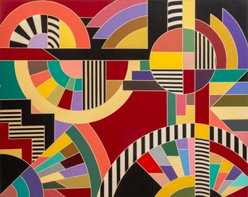 Frank Stella Style Geometric Acrylic on Canvas
