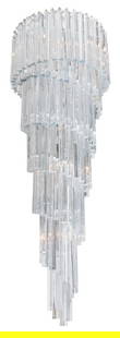 Venini Triedri Cascading Glass Spiral Chandelier: Venini Triedri Series Cascading Glass Spiral Chandelier. 55" H x 15" Diameter. Provenance: From a New York City Collection. Keywords: Lighting, Italian design, Murano glass, Waterfall, Mid-Century Mod