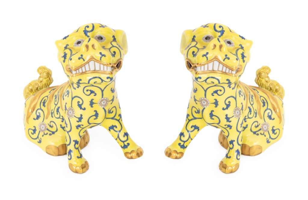 Herend Porcelain "Yellow Dynasty" Foo Dogs, Pair (1 of 6)