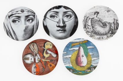 Piero Fornasetti Porcelain Plates, 5 Pcs