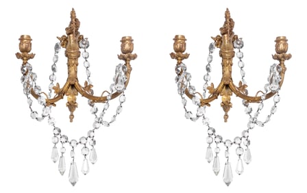 Louis XV Style Gilt Metal 2-Light Appliques, Pair