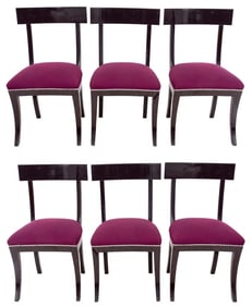 Hollywood Regency Lacquered Dining Chairs, 6