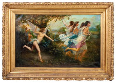 After Jacques Wagrez "Quadriga of Cupid" Oil