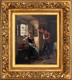 Gerard Portielje Interior Scene Oil on Panel, 1892