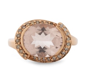 10K Pink Tourmaline Diamond Ring