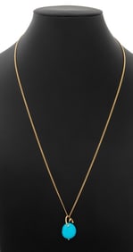 14K Yellow Gold Turquoise Pendant Necklace