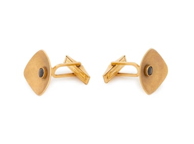 14K Yellow Gold Black Star Sapphire Cufflinks