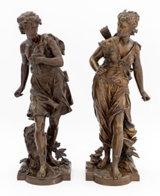 Auguste Moreau "Actaeon & Artemis" Bronzes, 2